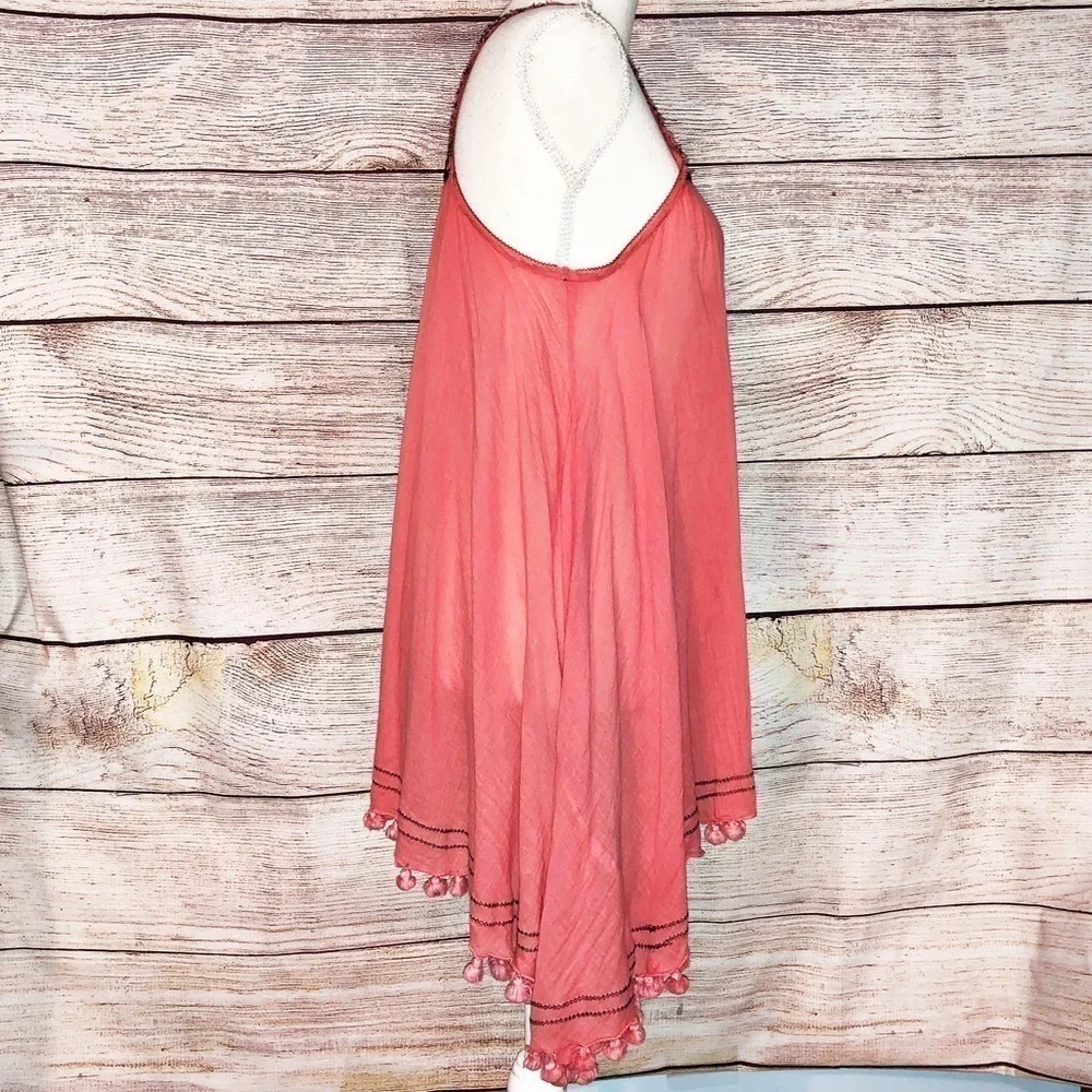 Free People FP One Calypso Dress Sleeveless Pink Relaxed Fit Tasseled Size XS